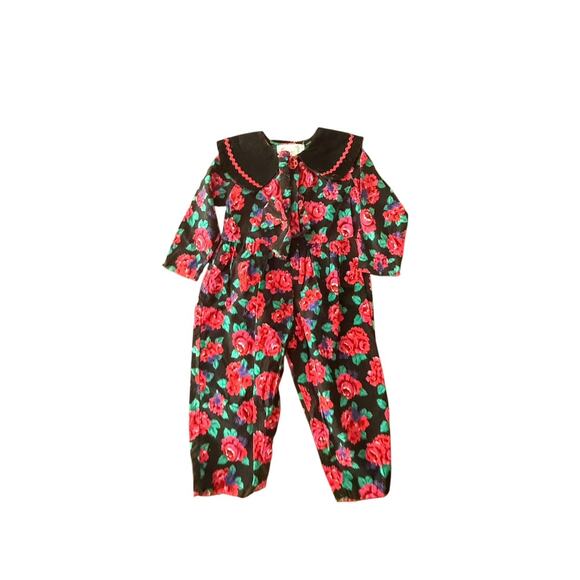 Vintage Rachel’s Kids One Piece 100% Cotton Floral Romper size 2t with headband - Picture 1 of 3